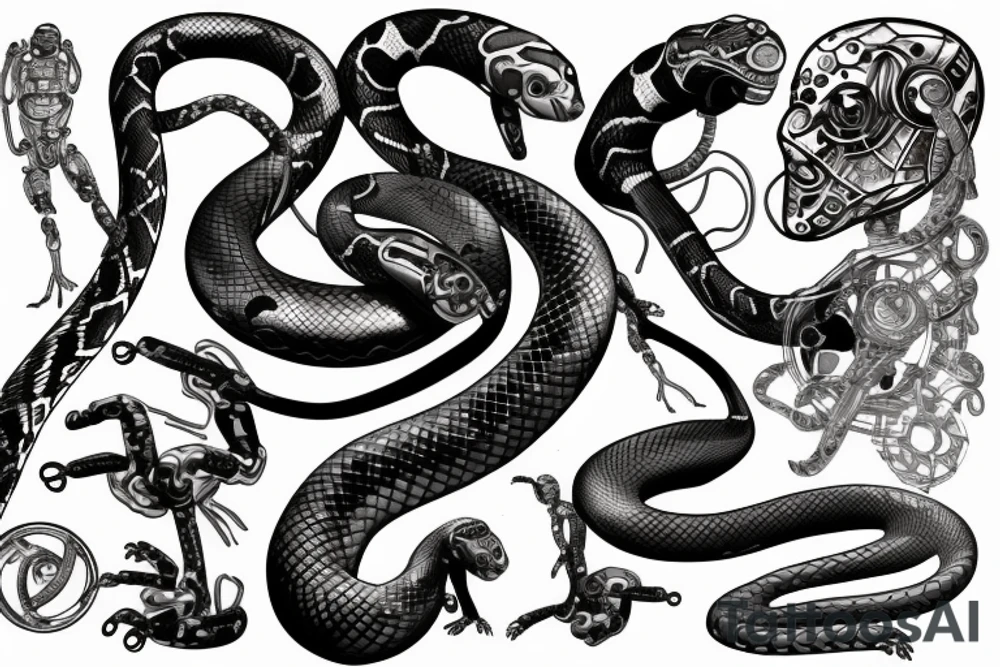 A robotic cybernetic Python Snake tattoo idea