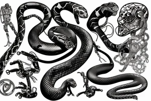 A robotic cybernetic Python Snake tattoo idea