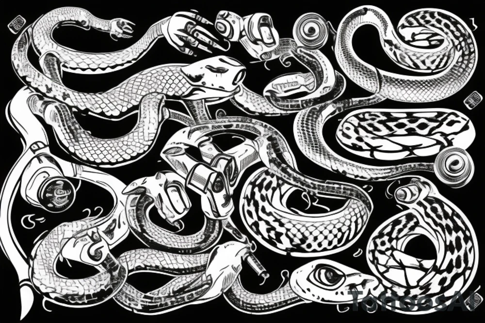 Robotic Python Snake tattoo idea
