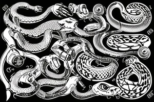 Robotic Python Snake tattoo idea