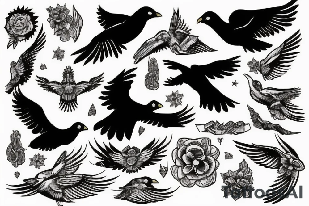 The seal of sacrifice as a black bird flying tattoo idea