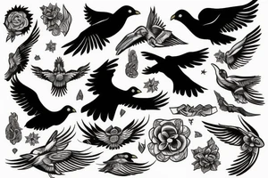 The seal of sacrifice as a black bird flying tattoo idea