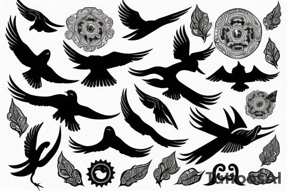 The seal of sacrifice as a black bird flying tattoo idea