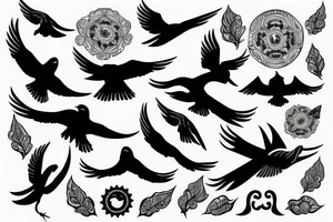 The seal of sacrifice as a black bird flying tattoo idea