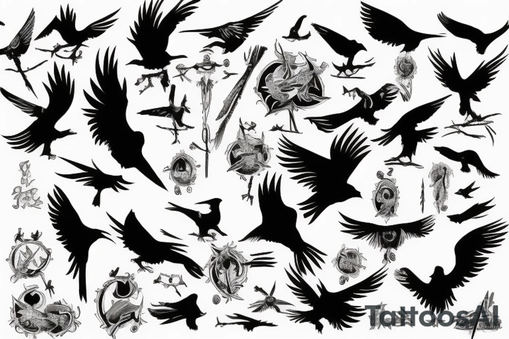 The brand of sacrifice berserk as a black bird flying tattoo idea