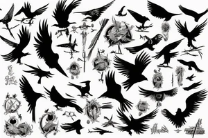 The brand of sacrifice berserk as a black bird flying tattoo idea