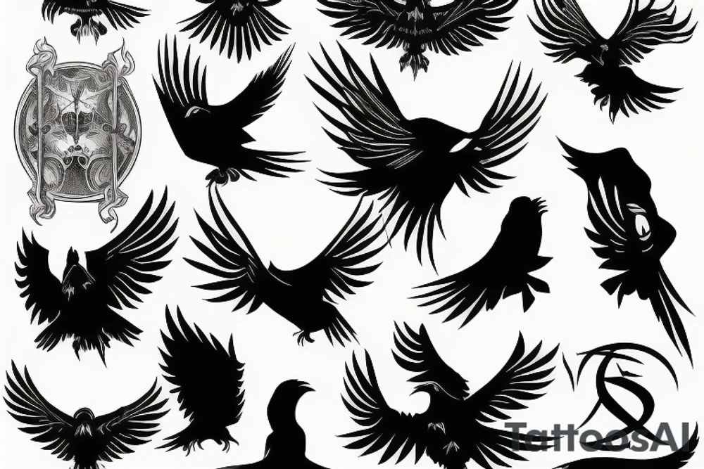 The brand of sacrifice berserk as a black bird flying tattoo idea