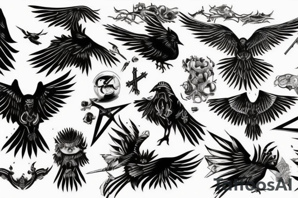 The brand of sacrifice from berserk as a black bird flying tattoo idea