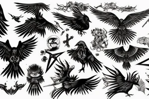 The brand of sacrifice from berserk as a black bird flying tattoo idea