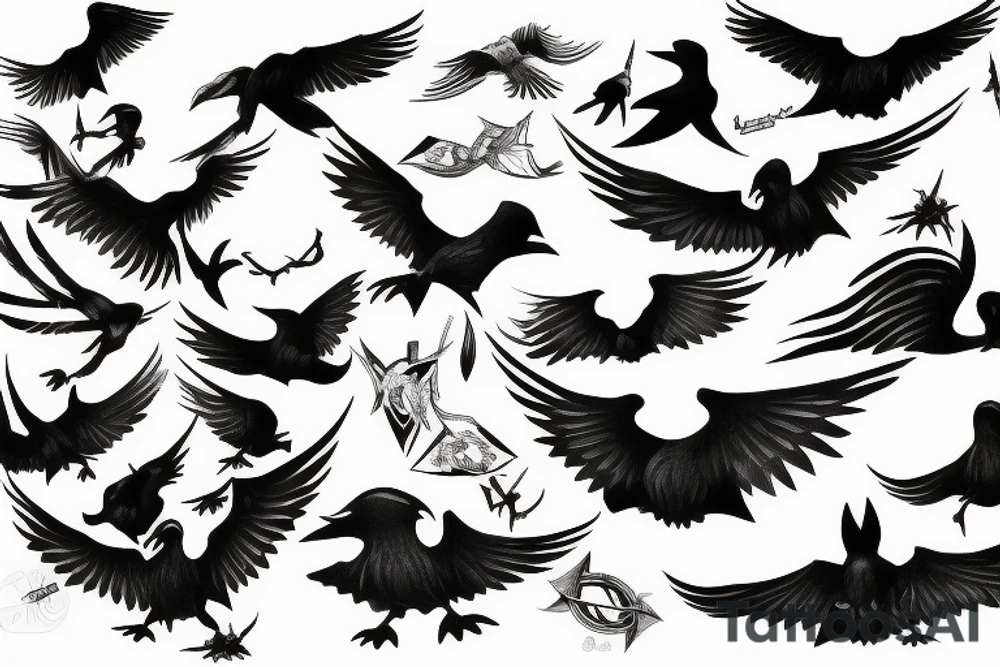 The brand of sacrifice from berserk as a black bird flying tattoo idea