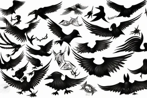The brand of sacrifice from berserk as a black bird flying tattoo idea