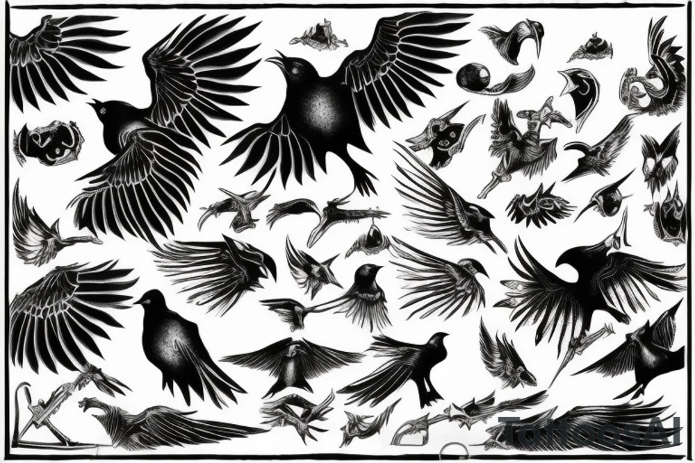 The brand of sacrifice from berserk as a black bird flying tattoo idea
