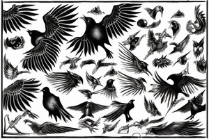 The brand of sacrifice from berserk as a black bird flying tattoo idea