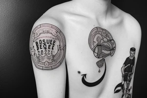Marine style, must include “Seoul Junket 2022”, beer, food tattoo idea