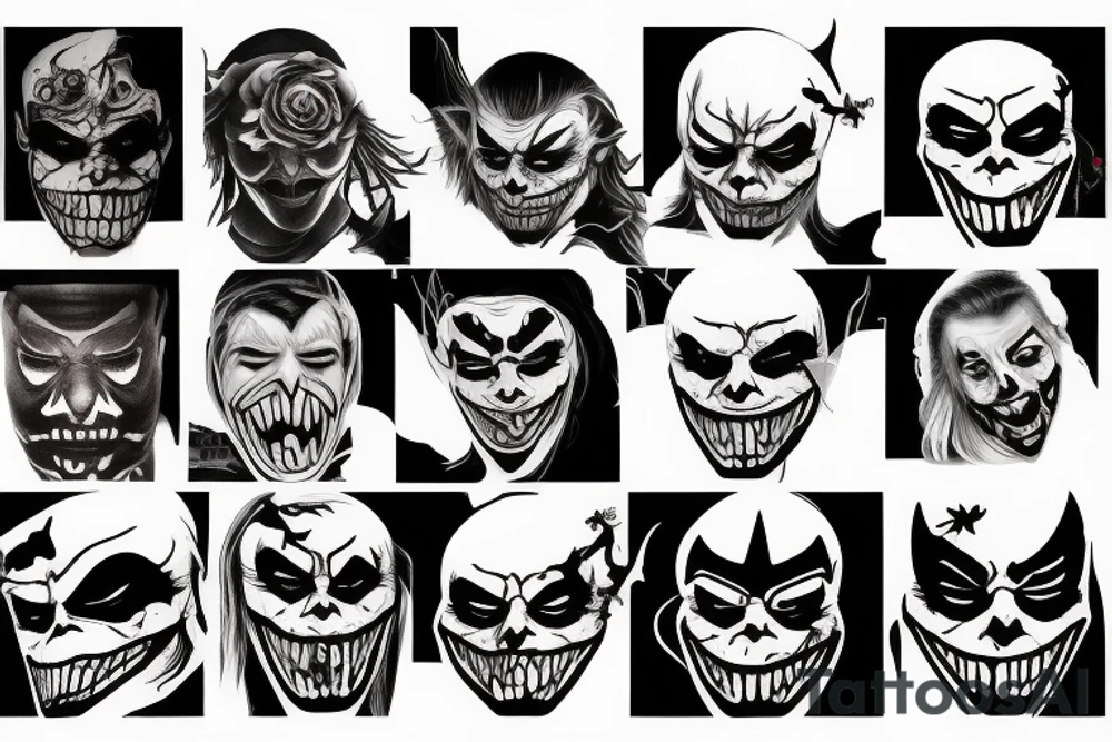 Death wearing a Joker Mask tattoo idea