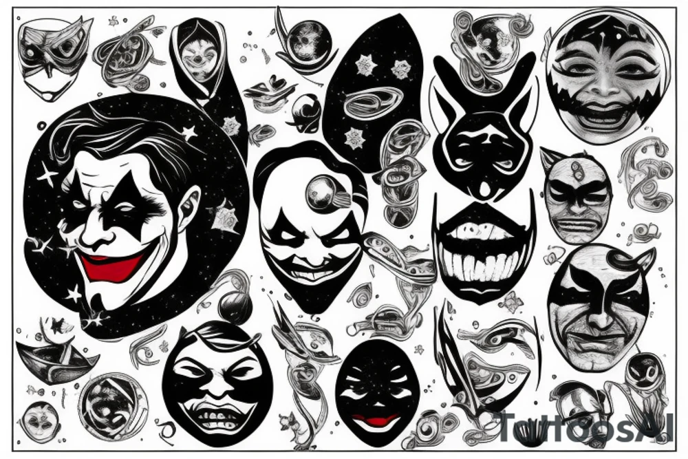 Joker Mask in Space tattoo idea