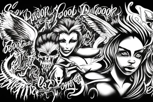Battle of good and evil between an angel and a demon tattoo idea