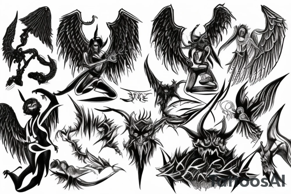 Battle of good and evil between an angel and a demon tattoo idea