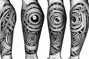 Geometric thorearm tatoo with eye in the middle tattoo idea