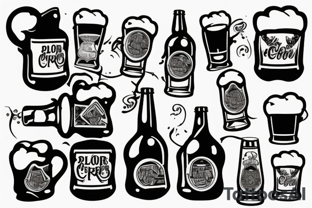 A spotted cow holding a beer mug tattoo idea