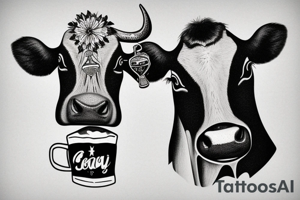 A cow holding a beer mug tattoo idea