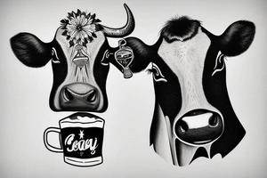 A cow holding a beer mug tattoo idea
