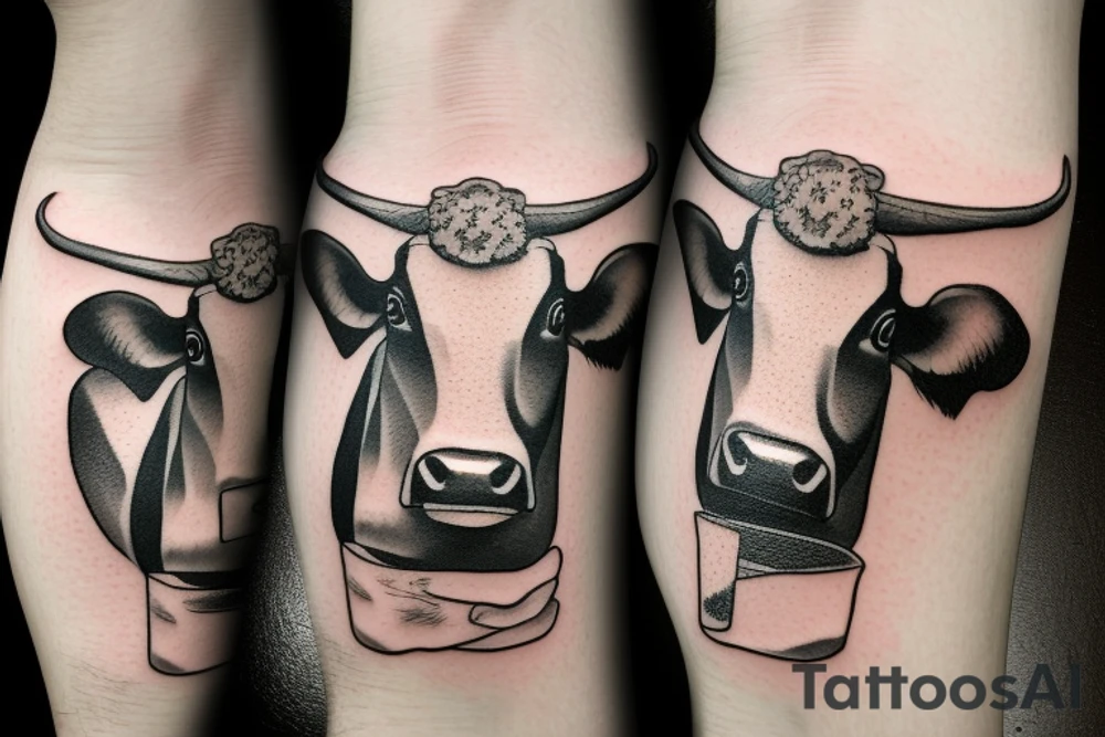 A cow holding a beer mug tattoo idea