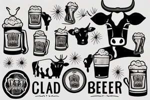 A cow holding a beer mug tattoo idea