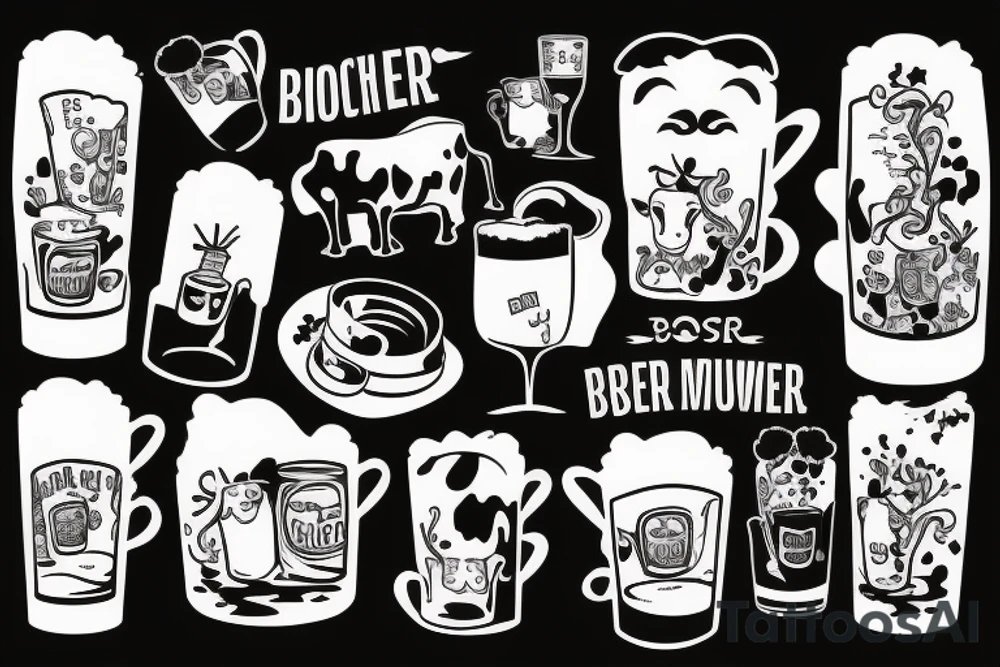A cow holding a beer mug tattoo idea