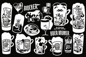 A cow holding a beer mug tattoo idea