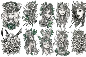 nature goddess freya green tattoo idea