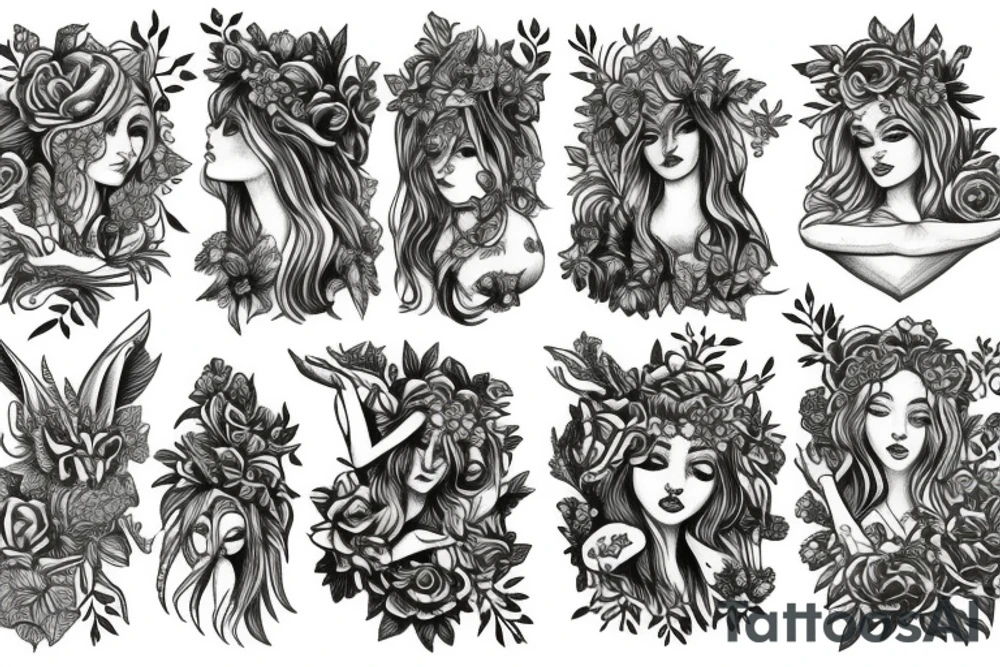nature goddess freya green tattoo idea