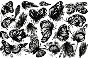 Semicolon with butterfly wing, peacock feather tattoo idea