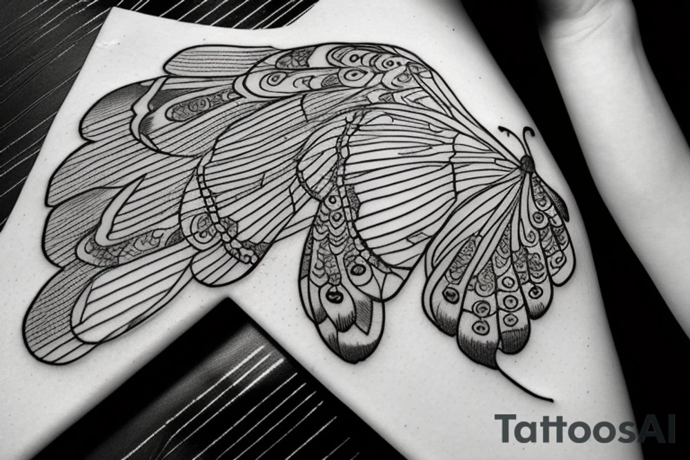 Semicolon with butterfly wing, peacock feather tattoo idea Semicolon with butterfly wing, peacock feather tattoo idea