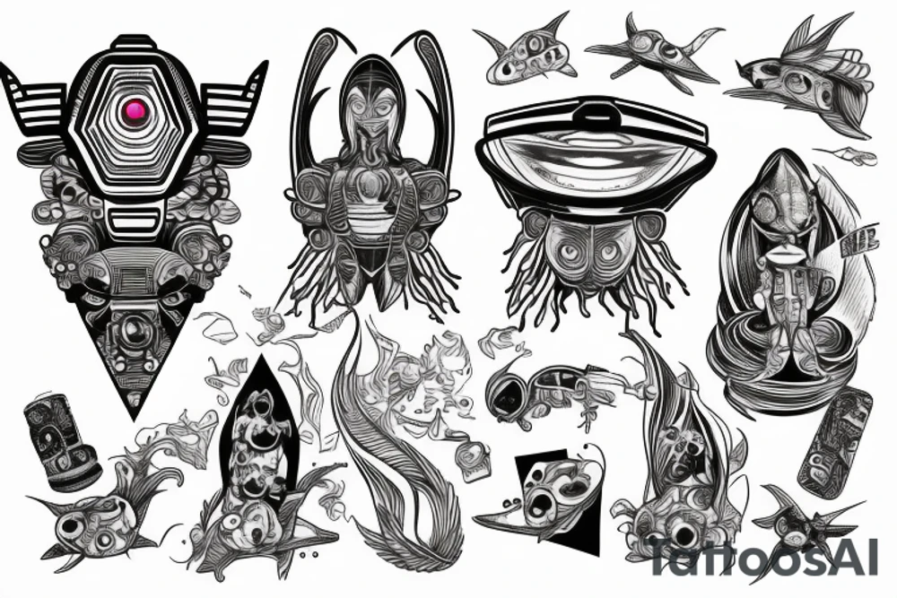 trippy ufo tattoo idea