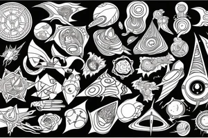 trippy spaceship tattoo idea