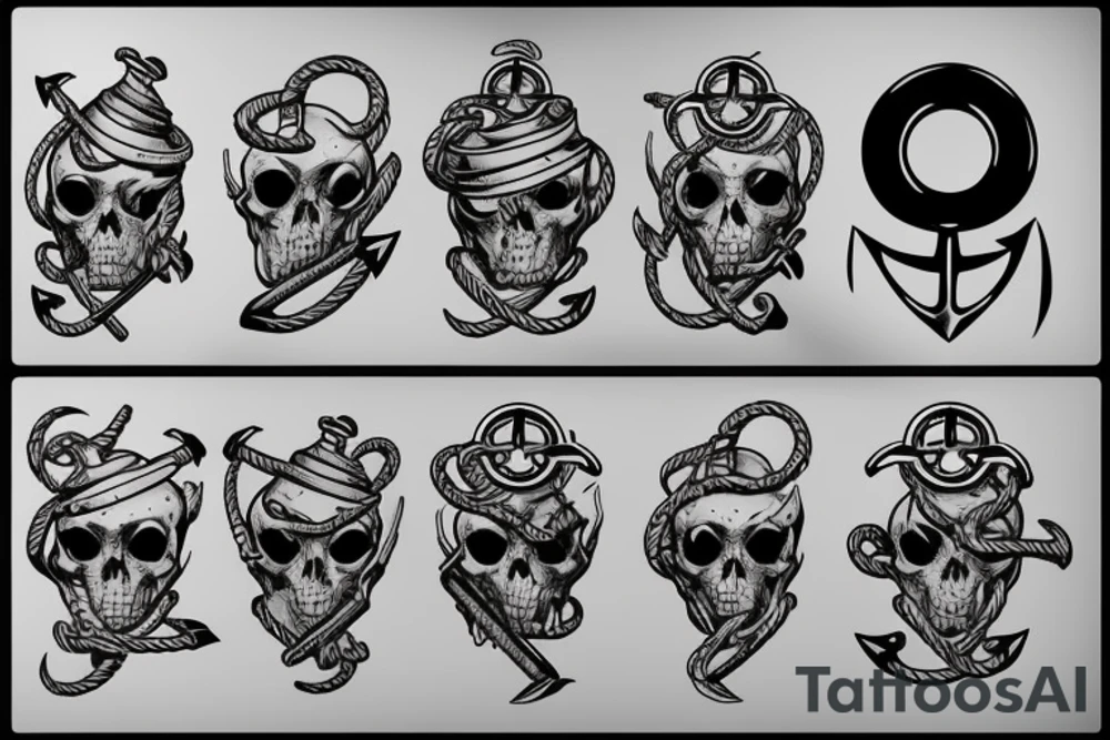 Ship helm and anchor tattoo idea