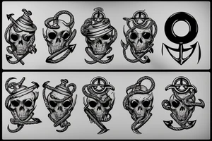 Ship helm and anchor tattoo idea