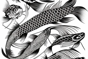 detailed single koi fish swimming upstream tattoo idea