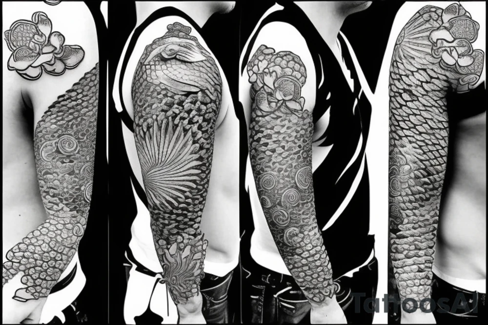 one detailed koi fish tattoo idea