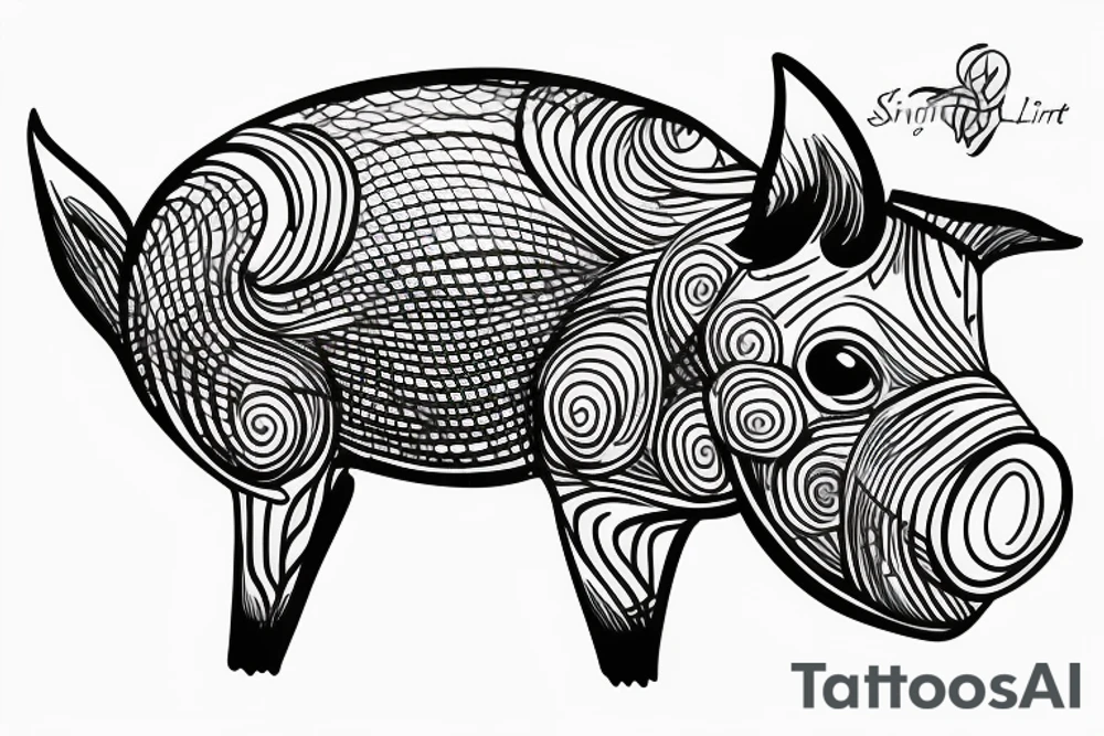 Linart singleneedle pig 222 ancor tattoo idea