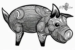 Linart singleneedle pig 222 ancor tattoo idea