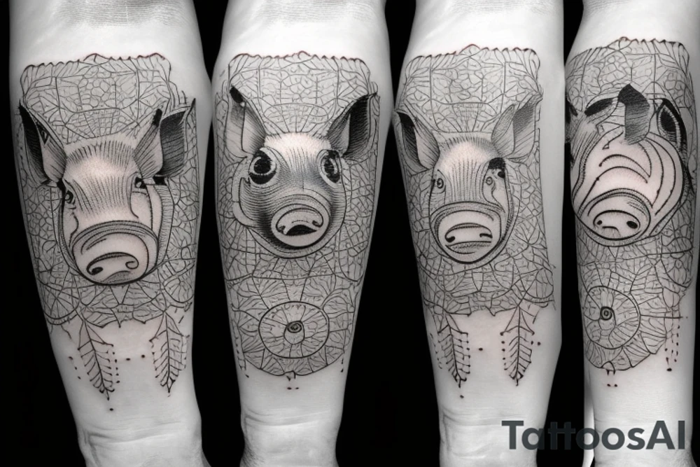 Linart singleneedle pig 222 ancor tattoo idea