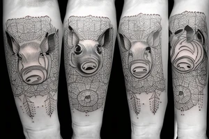 Linart singleneedle pig 222 ancor tattoo idea