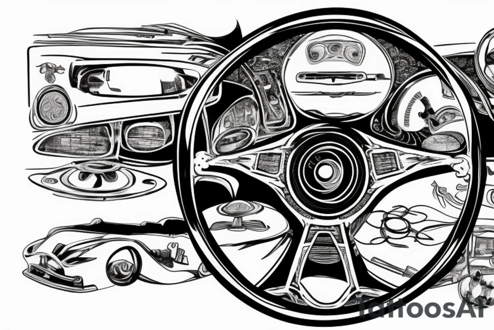 pov racing steering wheel looks like a plate tattoo idea