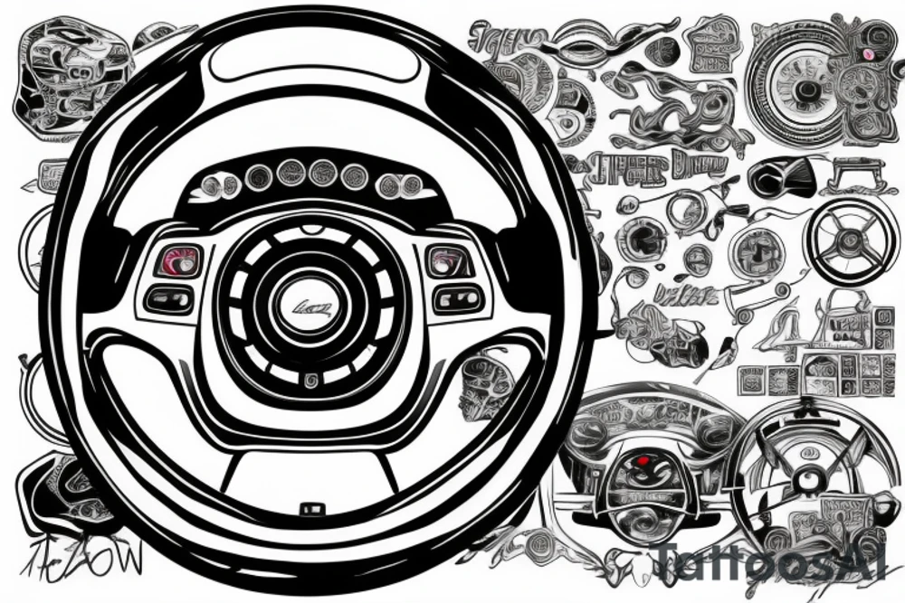 pov racing steering wheel looks like a plate tattoo idea