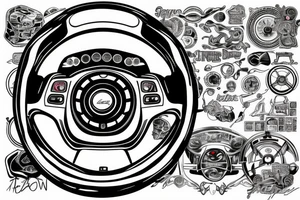 pov racing steering wheel looks like a plate tattoo idea