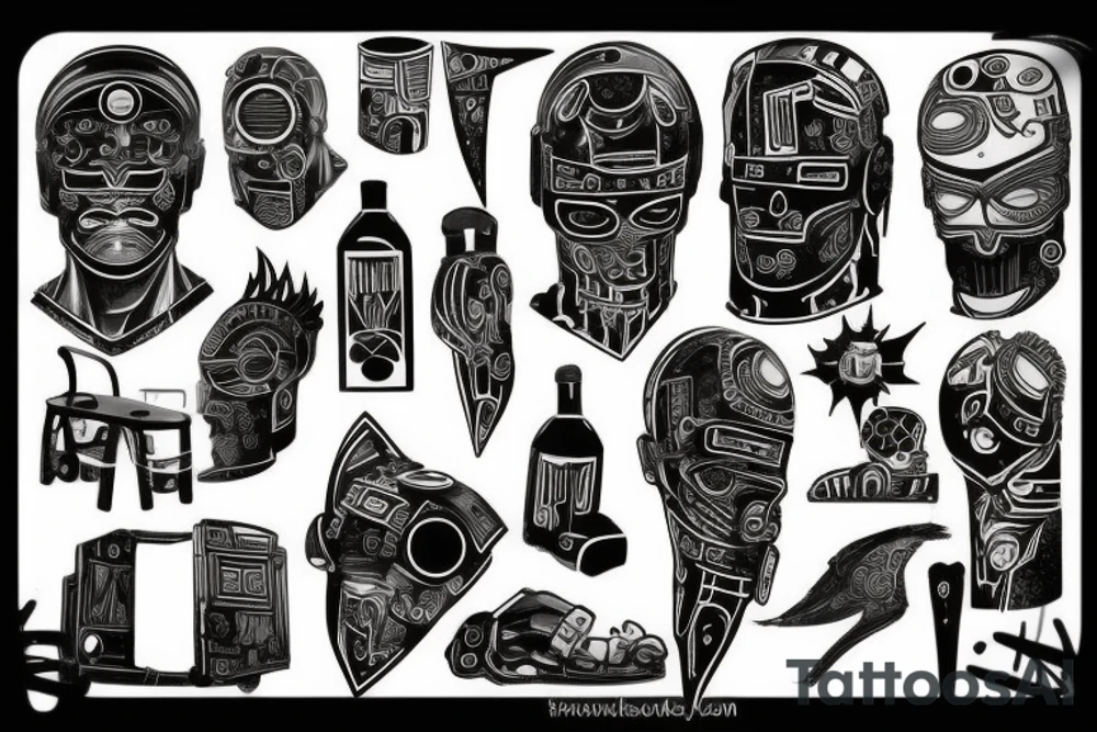 black greek cyberpunk tattoo idea