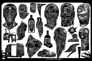 black greek cyberpunk tattoo idea