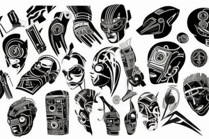 black greek cyberpunk tattoo idea